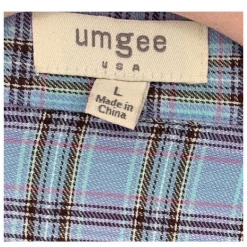 Umgee Womens Large Plaid Fringe Hem Open Front Cardigan Blue Purple Boho Layer - Picture 5 of 6